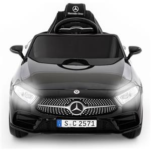 BabyCar Mercedes CLS 350 AMG | Macchina elettrica per bambini 12V 2x25W | Auto elettrica per bambini telecomandata, sedile pelle, porte apribili, MP3/USB | Licenza ufficiale | Nera | Occhiali-Targa