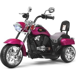 COSTWAY 6V Moto Elettrica per Bambini, Moto Cavalcabile con 3 Ruote e Luci, Avanti e Indietro, 2,5-3 km/h, Ideale per Bambini 3 Anni+, Carico 30kg (Rosa)