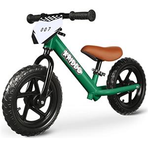 KRIDDO Bicicletta senza pedali 2 anni, Balance Bike età 18 mesi a 5 anni, 12 pollici bici senza pedali con targa personalizzabile (3 set di adesivi inclusi), regalo per 2-3 ragazzi ragazze, Verde