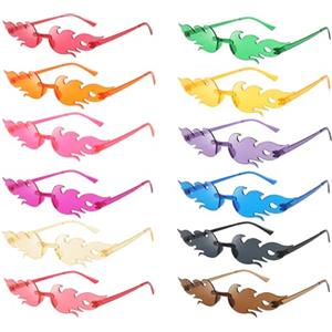 Zeuwets 12Paia Occhiali da Festa Colorati Senza Cornice,Occhiali Trasparenti Colorati,Occhiali di Carnevale,Occhiali da Sole Festa per Addio al Nubilato,Fotografiche,Adulti e Bambini, Taglia unica