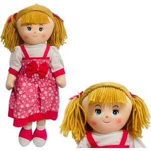 Generico Bambola di Pezza Gigante cm 75 in Stoffa Bambola di Stoffa Bambola con Trecce e Vestitino con Fiocco Bambolotto Lily Morbida e Sicura con Trecce in Lana,Colori Assortiti Colore Casuale