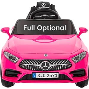 BabyCar Mercedes CLS 350 AMG | Macchina Elettrica per Bambini 12V con 2 Motori 25W | Auto Elettrica Per Bambini Telecomandata, Sedile in Pelle, Porte Apribili, MP3/USB | Licenza Ufficiale | Rosa