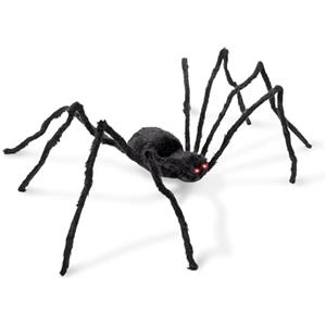 THE TWIDDLERS - Ragno Nero Gigante - 127 cm Ragno Realistico e Peloso con Vibrazioni e Schiocchi - Decorazione Halloween Spaventosa per Interni ed Esterni, Giardini, Feste e Case Infestate