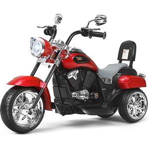 COSTWAY 6V Moto Elettrica per Bambini, Moto Cavalcabile con 3 Ruote e Luci, Avanti e Indietro, 2,5-3 km/h, Ideale per Bambini 3 Anni+, Carico 30kg (Rosso)