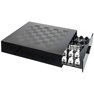 Iplex Design iPLEX - Magnus Scacchiera Dama in plexiglass PMMA Nero con cassetto Porta pedine 40x41x5cm - Arredamento casa Salotto