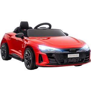 HOMCOM AUDI RS Macchina Elettrica per Bambini 3-5 Anni 12V Doppio Motori, Auto Elettrica per Bambini 3-5km/h con Cintura di Sicurezza, Telecomando, Sospensioni, Musica, Luci LED e Clacson, Rosso