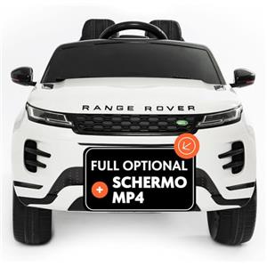 BabyCar Range Rover Evoque | Macchina per Bambini Elettrica Telecomandata 12V 2 Motori 35W | Auto Elettrica per Bambini 2 Posti | Sedile Pelle, Porte Apribili, USB | Licenza Ufficiale | Bianco, MP4