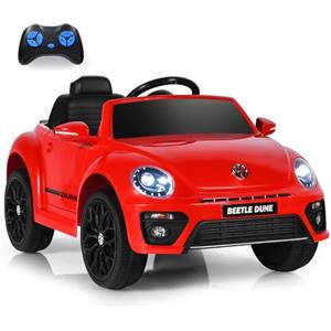 RELAX4LIFE 12V Macchina Volkswagen Elettrica per Bambini con Telecomando 2,4G, 5 km/h, Luci, Musica, Slot USB, Clacson, 2 Portiere Apribili, 3-8 Anni, Carico 30 KG, Cintura di Sicurezza, ROSSO