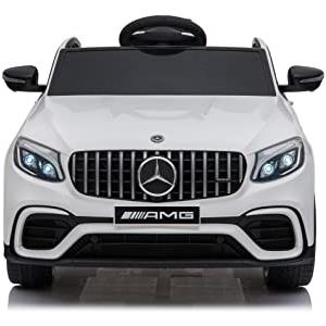 BabyCar Mercedes GLC AMG Coupè | Macchina per Bambini Elettrica Telecomandata 12V 2 Motori 25W | Auto Elettrica per Bambini | Sedile in Pelle, Porte Apribili, USB | Licenza Ufficiale | Bianco MP3