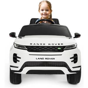 BabyCar Range Rover Evoque | Macchina per Bambini Elettrica Telecomandata 12V 2 Motori 35W | Auto Elettrica per Bambini 2 Posti con Sedile in Pelle | Licenza Ufficiale | Bianco, MP4, Occhiali-Targa