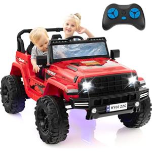 COSTWAY 24V Macchina per Bambini con Telecomando, Macchina Elettrica con 2 Posti musica Bluetooth luci, 2 Velocità Regolabile, Regalo per Bambini 3-8 Anni (Rosso)