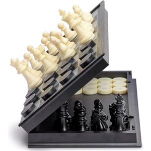 Yellow Mountain Imports 2 in 1 Travel Magnetic Chess and Checkers Set - 12.5"