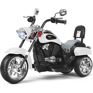 COSTWAY 6V Moto Elettrica per Bambini, Moto Cavalcabile con 3 Ruote e Luci, Avanti e Indietro, 2,5-3 km/h, Ideale per Bambini 3 Anni+, Carico 30kg (Bianco)