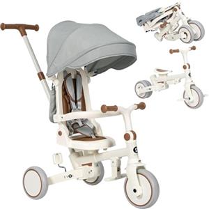 Olmitos - Triciclo evolutivo per bambini 5 in 1 EVOL - Bicicletta per bambini da 1 anno a 5 anni - Da Triciclo a Bicicletta con o senza Pedali - Adattabile e trasformabile (Grigio)