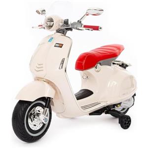 Babycar Vespa Elettrica per Bambini | Moto Elettrica Bambini 12V Stile Vespa 946 con Luci, Suoni Integrati, MP3/USB e Ruote Stabil | 2 Motori da 25W con Acceleratore a Pedale | Bianco