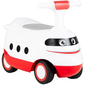 COSTWAY Macchina Cavalcabile per Bambini, Auto a Spinta con Clacson e Vano Portaoggetti Sotto Sedile, Ruote Resistenti, Macchina a Forma di Treno per Bambini da 19-36 Mesi (Bianco)