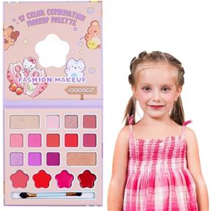 HISUNBEN Set di trucchi per ragazze, giocattoli per il trucco per bambini, atossici, con 3 pennelli lavabili,C'è uno specchio, spettacoli teatrali,Halloween (17 Colori -4)