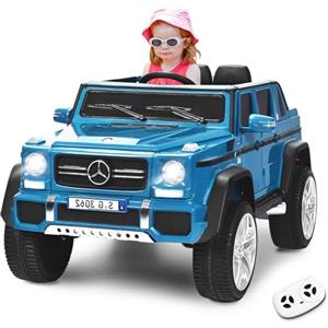 RELAX4LIFE Mercedes Benz Macchina Elettrica per Bambini 12 V con 2 Posti, in Materiale PP Sicuro, Carico 30kg, con Telecomando 2,4 G e Ruote Antiscivolo, per 3 a 8 Anni (BLU)