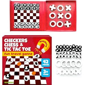 QUOKKA Scacchiera Magnetica per Bambini 3 4 5 Anni - Giochi da Viaggio Bambini 6 7 8 Anni - 3 in 1 Scacchi Magnetici - Dama - Tic-Tac-Toe - Giochi da Tavolo Magnetico Attività da Viaggio dai 3 ai 9