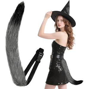 BSBUY Coda di Volpe Lunga, Coda di Volpe Lunga, Costume da Volpe in Pelliccia Sintetica, Faux Fur Fox Costume Coda Adulto Bambini, Coda di Animale Accessori per Halloween Natale Cosplay e Feste