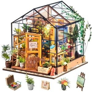 Rolife Casa di Bambole in Legno Casa in Miniatura Kit con LED Creativo Compleanno Regali di Natale Per Adulti-Cathy's Flower House