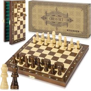 Peradix Scacchi Gioco da Tavola,Scacchiera in Legno Magnetica con Regine Extra 30CM, Portatili Magnetica Scacchiere Scacchi Professionale da Viaggio per Adulti Bambini