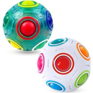 EACHHAHA Magic Rainbow Ball Pallone Arcobaleno Set di 2 Puzzle 3D Riempitivo per Calza di Natale, Giochi di Intrattenimento per Bambini e Giocattoli di Decompressione per Adulti (Bianco + Blu)