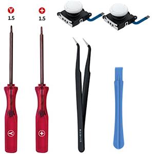 Mcbazel Switch Joycon 3D Joystick Analogico di Ricambio con Kit di Strumenti di Riparazione Ricambi Joycon per NS Switch/Switch OLED Joy-Con/Switch Lite Non per Switch 2 - Bianco