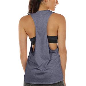 icyzone Canotta Donna Sportiva Senza Schienale Lunga, Traspirante e Sciolto T-Shirt per Fitness Yoga Corsa (S,Blu)