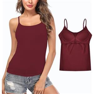 STARBILD Canotte da Donna a Canotta con Reggiseno Incorporato Canottiera di Base Solida Camicia Imbottita Regolabile con Spalline Sottili