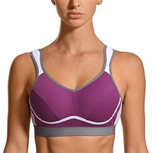 SYROKAN Donna Reggiseno Sportivo Massimo Supporto Senza Ferretto Viola 5C (UK 38C)