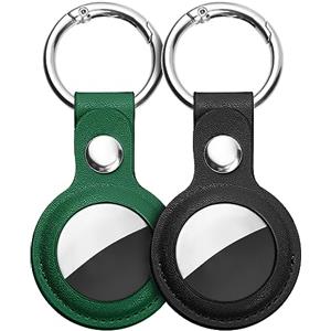Ainiv Portachiavi per Airtag, 2 Pezzi Custodia per Airtag Portachiavi in Pelle, Localizzatore di Chiavi per Airtags Portatile per Zaini e Animali Domestici, Mini Cover Protettiva Tracker per Cordino