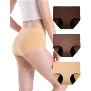 INNERSY Mutande Mestruali Donna Vita Alta Slip Assorbenti Ciclo Mestruale Intimo Igieniche 3 Pacco (46, Blu/Verde/Grigio Melange)