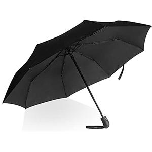 Villkin Ombrello resistente alle tempeste con accensione automatica, ombrello robusto e di alta qualità, nero, per uomo e donna, 107 cm di larghezza