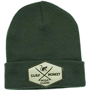 Surf Monkey DRESSED IN MUSIC PLAY WITH ME Berretto con Risvolto da Uomo - Original Beanie - Taglia Unica - Toppa incisa sulla Piega Disegno risvoltato - Surf Monkey® - Surfing The Basque Country (Cioccolato)