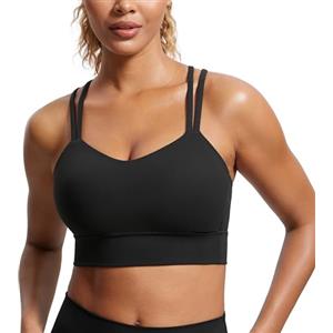 CRZ YOGA Da Donna Butterluxe Longline Reggiseno Sportivo Criss Cross Coppa Modellata Yoga Ritaglia Cisterna Cima Nero L