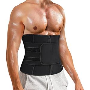 CHUMIAN Fascia Addominale da Uomo Dimagrante Cintura Regolabile Cintura Allenamento Sauna di Neoprene Waist Trimmer Belt Snellente per Dimagrire (Nero, S)