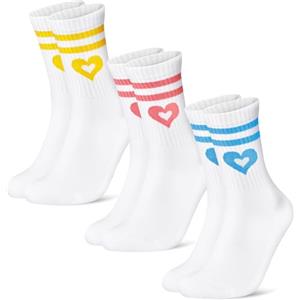 Niofind Calzini da Tennis Donna, 3 Paia Calze Sportivi Alte con Cuore, Calzini Divertenti per Natale, Comodi Calzini da Corsa Donna, Regalo per Donne in Bianco e Nero