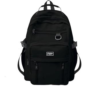 Clufar Zaino Scuola Elementare Bambina Impermeabile Zaino Scuola Media Superiore Ragazzo Nero Casual Multi-tasca Zainetto Donna Uomo per lavoro Viaggio Trekking Università