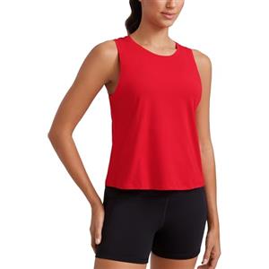 CRZ YOGA CRZ YOUGA Women's Pima Cotton Sleveless Tank Tops Esercizio Gym Yoga Tops Camicie atletiche Festival Rosso 42
