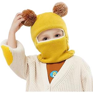 Balakaka 3 in 1 Cappello Bambino Sciarpa Inverno Berretto Scaldacollo Set Scaldacollo Set Invernale Unisex Cappello con Orecchie da Orso Bambini Cappello