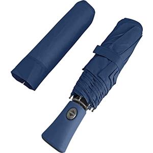 PERLETTI Ombrello Portatile Blu Scuro Uomo Donna da Borsa - Pieghevole Antivento - da Viaggio, Compatto con Apertura e Chiusura Automatica - Diametro 100 cm (Blu Navy)