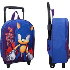 Mybagstory - Zaino 3D Trolley Con Ruote Sonic Blu per Bambino - Scuola - Misura 32 cm - Spalline Regolabili - Idea Regalo
