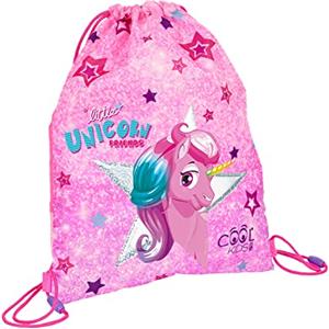 PERLETTI Sacca Sportiva Bambina Asilo Unicorno - Sacca Porta Scarpe Bimba Palestra Ginnastica Viaggio - Borsa Portascarpe Leggera Bambine Scuola Materna Rosa Chiusura a Coulisse - 39x31cm (Unicorno)