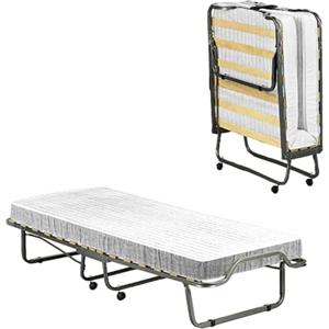 Talamo Italia Letto Pieghevole Eloisa, Brandina con Rete a 15 doghe, Lettino salvaspazio, 100% Made in Italy, 80x200h40 cm, Materasso Memory Incluso