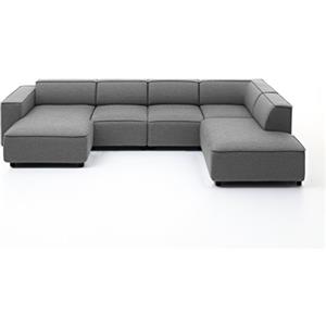 Atlantic Home Collection BULKY - Divano ad angolo retto, Récamière, in tessuto, grigio chiaro, 195 x 324 x 70 cm