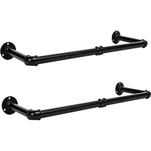 HOOBRO Barra Appendiabiti da Parete, Set di 2, Appendiabiti Tubo Industriale 80cm, Vintage, Appendiabiti Staccabili per Corridoio, Bagno, Cucina EBK01BJ01