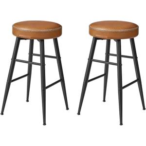 VASAGLE EKHO Collezione - Sgabelli Cucina, Set da 2 Sgabelli Alti da Bar, Sedie Cucina, Rivestimento con Cucitura, Altezza 63 cm, Sala da Pranzo, Facile da Montare, Marrone Caramello LBC080K01