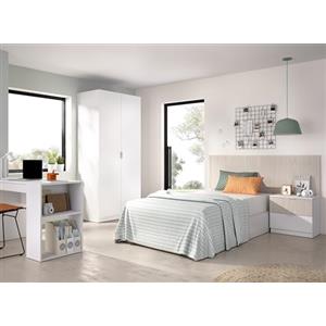 DEKIT GRUPO RIMOBEL LION PACK - Set testiera con comodino, scrivania e armadio - BIANCO/ALISTONATO