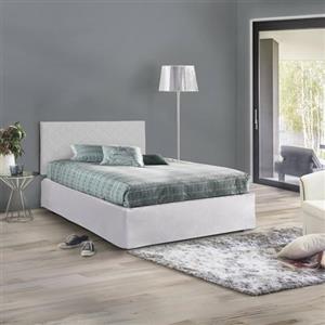 Talamo Italia - Letto piazza e mezza Cleide, Set testata in ecopelle con rete ortopedica e mantovana, 100% Made in Italy, con materasso incluso, Cm 120x190, Tortora
